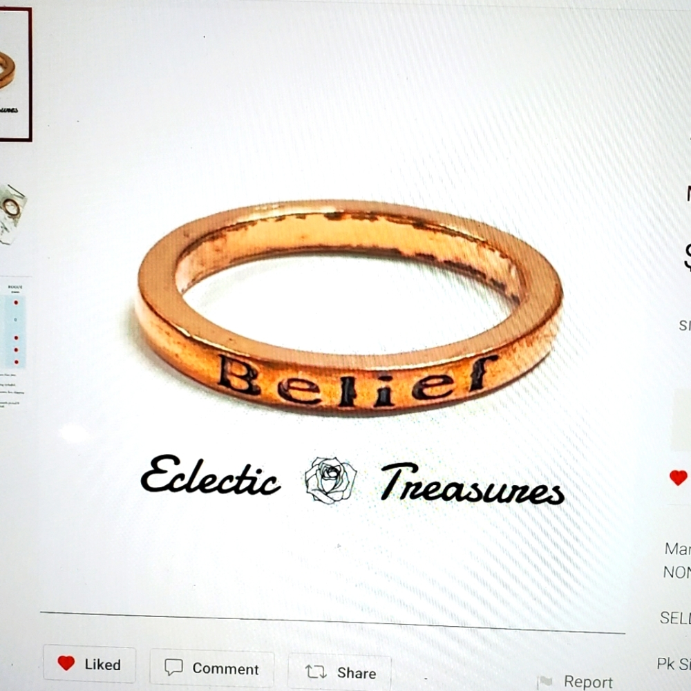 Eclectic Treasures Belief Ring in Gold